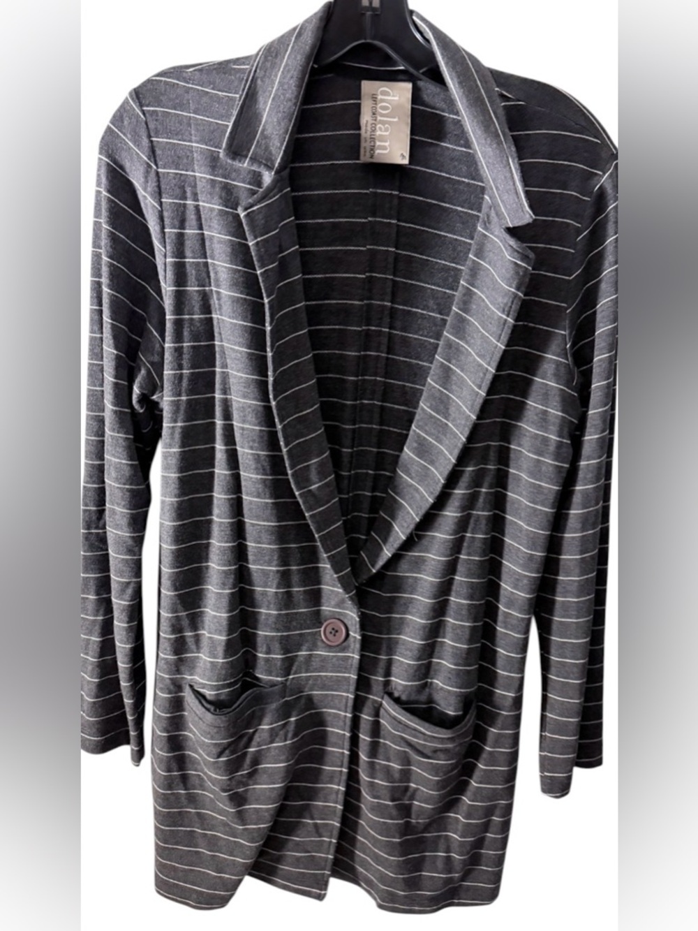 Dolan Left Coast Collection Gray Black Stripe‎ two button Blazer Jacket Business